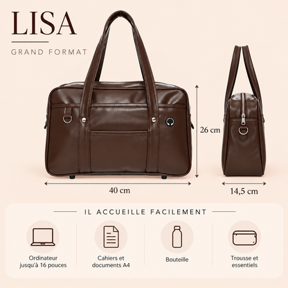 Sac à main cours lycée Lisa – Grand cabas stylé & pratique Sac Cuir Femme