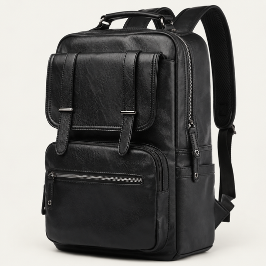 Sac à dos Alex – Effet cuir, ordinateur 15,6″ déperlant Noir / Simili cuir PU
