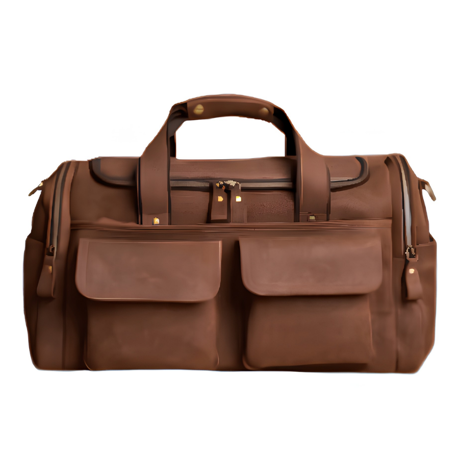 Sac de Sport Cuir Homme Léandre | Multi-Poches Premium Café / Cuir / Homme Sac de voyage