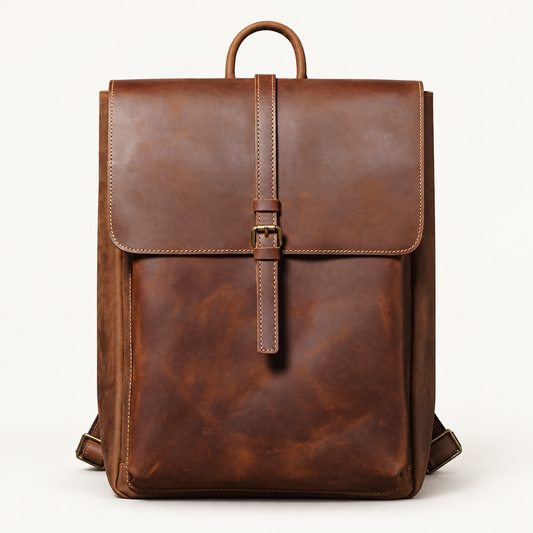 Sac à dos cuir femme luxe Léonie – Ordinateur 15 pouces Chocolat / Cuir de Vache