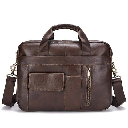 Sacoche Ordinateur Luxe Homme | Modèle Carlos Café / Cuir Sac Ordinateur