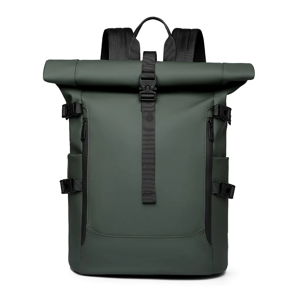 Sac à Dos Roll Top Homme Ordinateur 16 Pouces – Antoine Vert / Tissu déperlant
