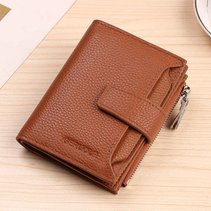 Portefeuille Femme Cuir Eva – RFID & Compact Marron / Cuir Véritable