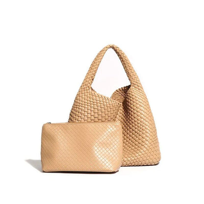 Sac Cabas Tressé en Cuir Vegan – Modèle Daniela Abricot Sac Cabas