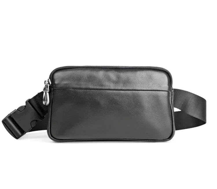 Banane Sacoche Homme Cuir Véritable / Noir Sac Banane