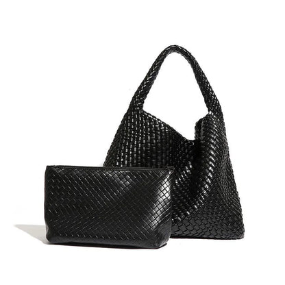 Sac Cabas Tressé en Cuir Vegan – Modèle Daniela Noir Sac Cabas