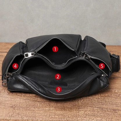 Sac Banane Cuir Homme Antonio | La Casa du Cuir Noir / Cuir Souple Sacs banane