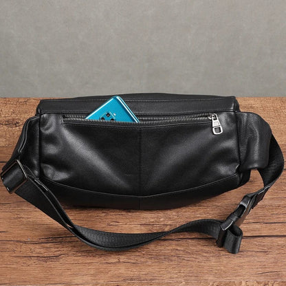 Sac Banane Cuir Homme Antonio | La Casa du Cuir Noir / Cuir Souple Sacs banane
