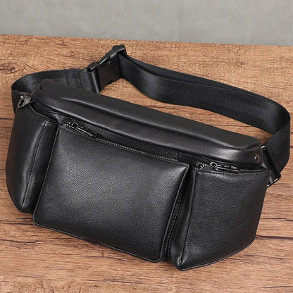 Sac Banane Cuir Homme Antonio | La Casa du Cuir Noir / Cuir Souple Sacs banane