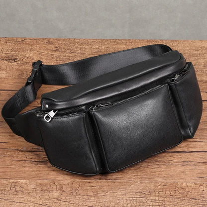 Sac Banane Cuir Homme Antonio | La Casa du Cuir Noir / Cuir Souple Sacs banane