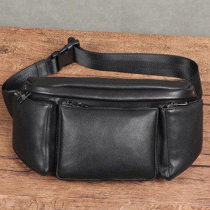 Sac Banane Cuir Homme Antonio | La Casa du Cuir Noir / Cuir Souple Sacs banane