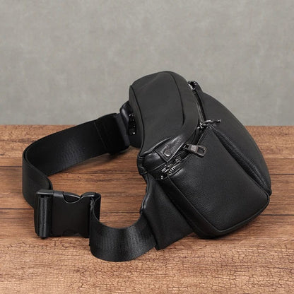 Sac Banane Cuir Homme Antonio | La Casa du Cuir Noir / Cuir Souple Sacs banane