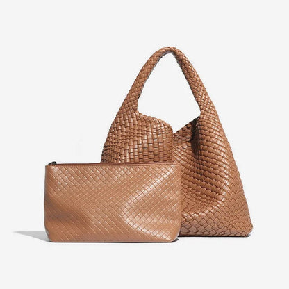 Sac Cabas Tressé en Cuir Vegan – Modèle Daniela Marron Sac Cabas