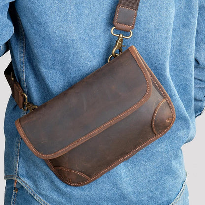 Sac Banane Cuir Homme Leonardo | La Casa du Cuir Café / Cuir Sacs banane