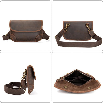Sac Banane Cuir Homme Leonardo | La Casa du Cuir Café / Cuir Sacs banane