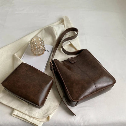 Sac Bandouliere Fourre Tout | La Casa du Cuir Café / Cuir Vegan Sac Cabas