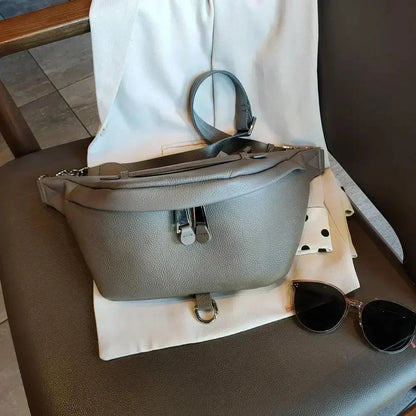 Grande Banane Femme, Idéal pour les Festivals Gris / 26x16x5cm / Cuir Sac Cuir