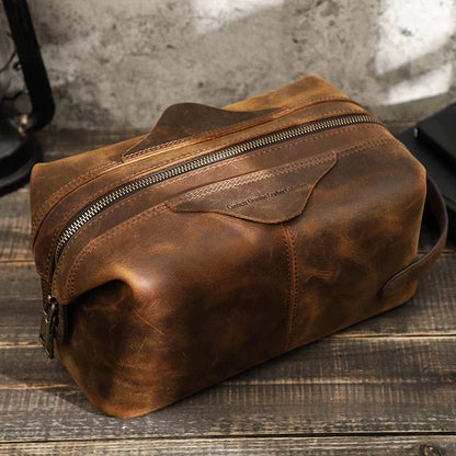 Grande Trousse de Toilette pour Homme｜La Casa Du Cuir Café