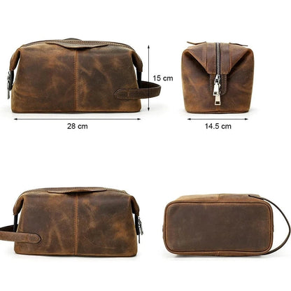 Grande Trousse de Toilette pour Homme｜La Casa Du Cuir Café