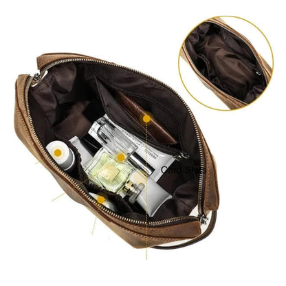 Grande Trousse de Toilette pour Homme｜La Casa Du Cuir Café
