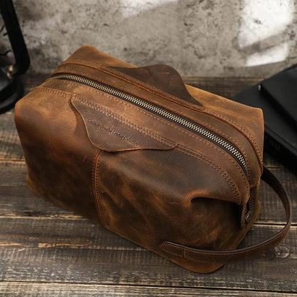 Grande Trousse de Toilette pour Homme｜La Casa Du Cuir Café