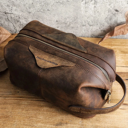 Grande Trousse de Toilette pour Homme｜La Casa Du Cuir Café