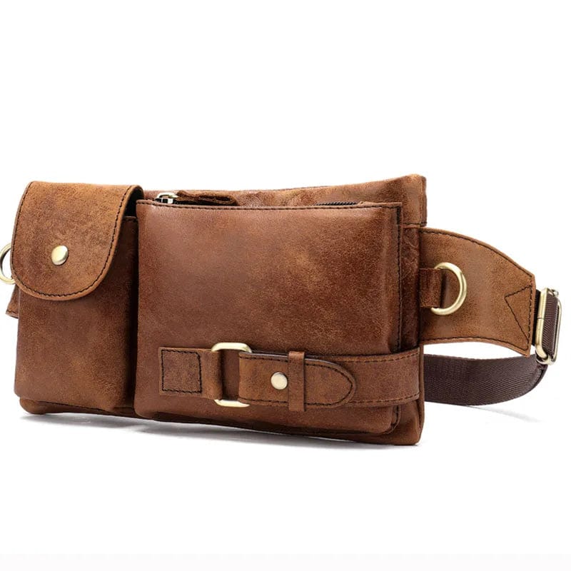 Caspar' Vintage Sacoche Banane en Cuir Ceinture Réglable Poche Caspar' Vintage Sacoche Banane en Cuir Ceinture Réglable Poche