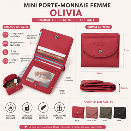 Mini Porte-Monnaie Femme Cuir Olivia | Compact & Chic