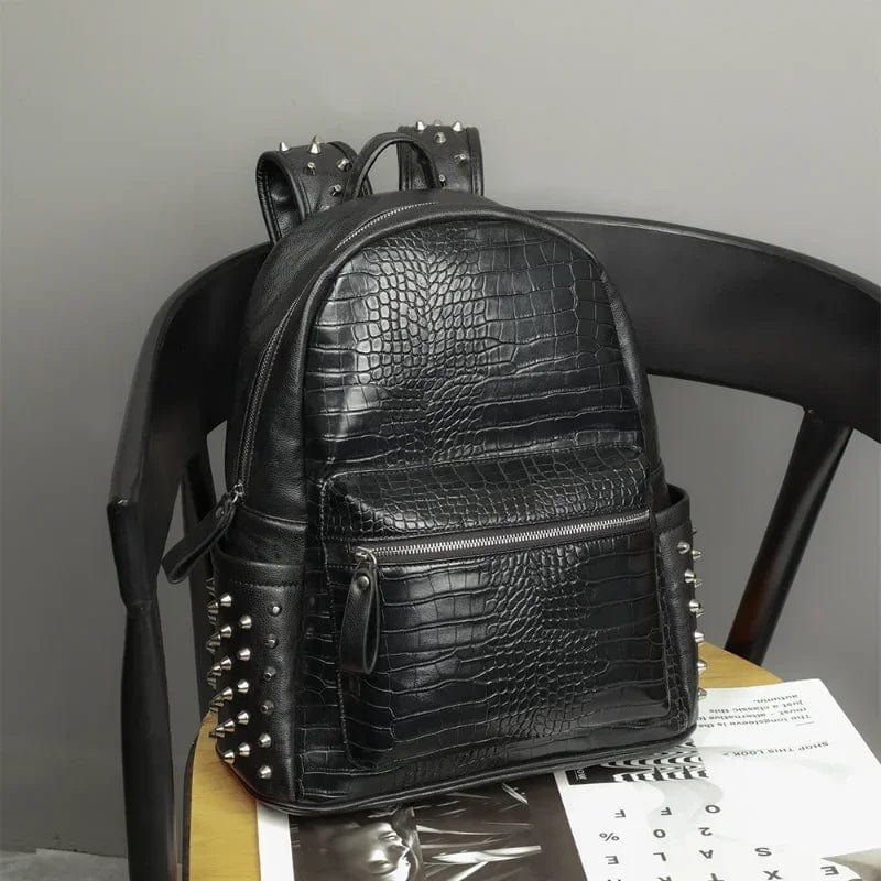 Noir / Cuir Vegan sac à dos ordinateur