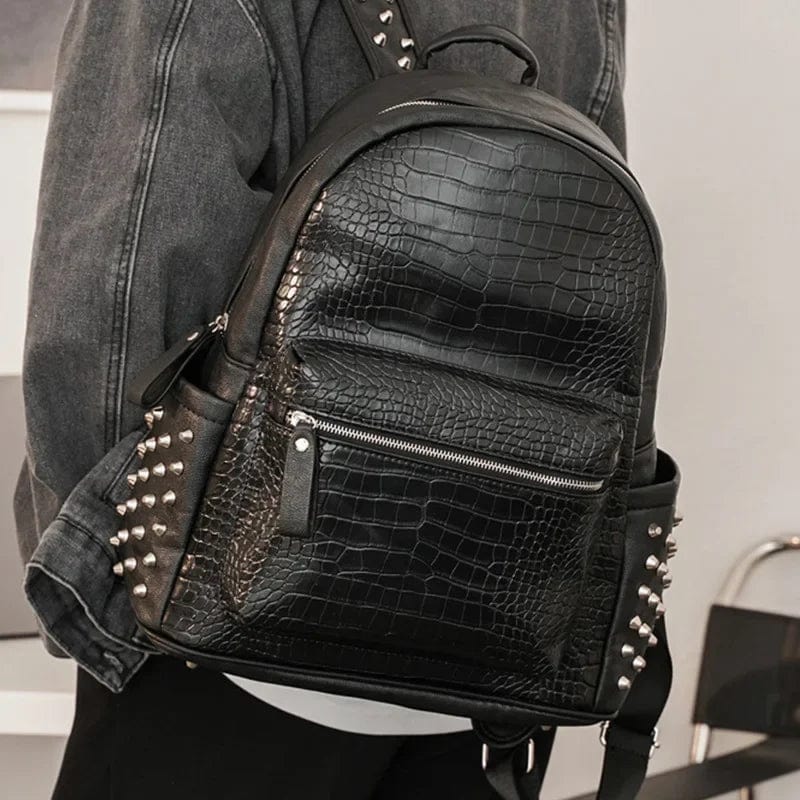 Noir / Cuir Vegan sac à dos ordinateur