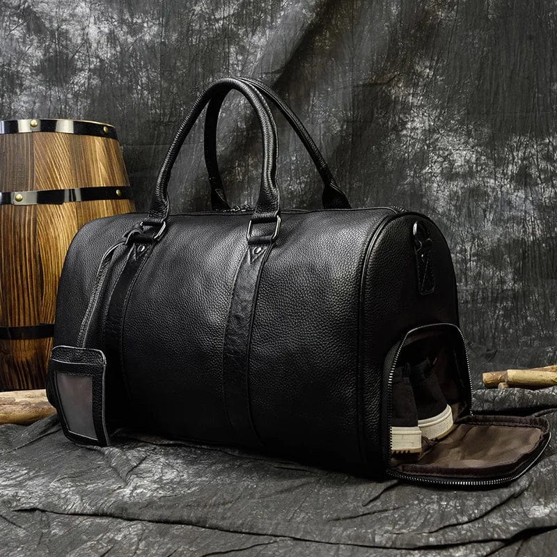 Sac de voyage en cuir noir pour homme, sac à bagages en cuir pour homme, sac Sac de voyage en cuir noir pour homme, sac à bagages en cuir pour homme, sac
