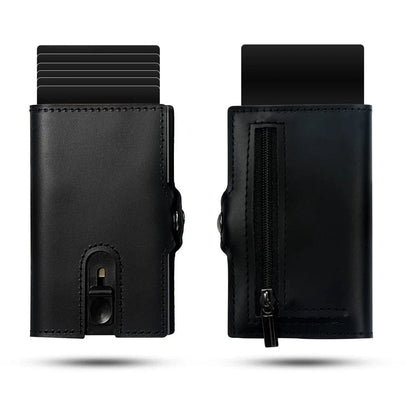 Porte Carte et Porte Monnaie Homme｜La Casa Du Cuir Noir Lisse