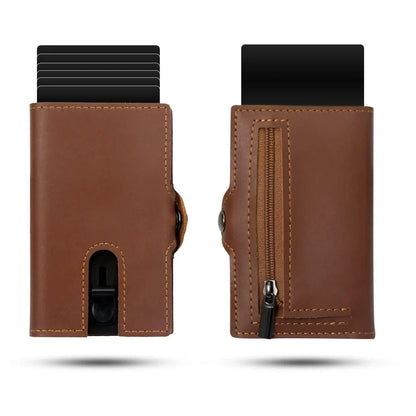Porte Carte et Porte Monnaie Homme｜La Casa Du Cuir Marron Lisse