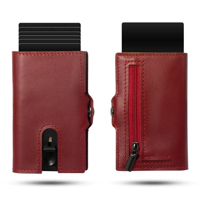 Porte Carte et Porte Monnaie Homme｜La Casa Du Cuir Rouge Lisse