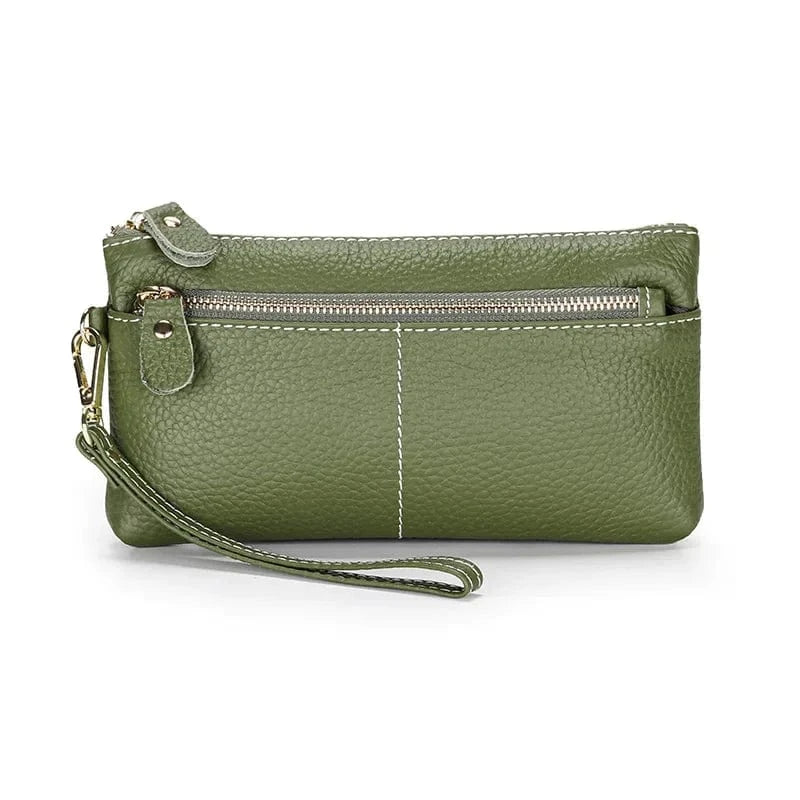 Portefeuille Cuir Souple Femme army green