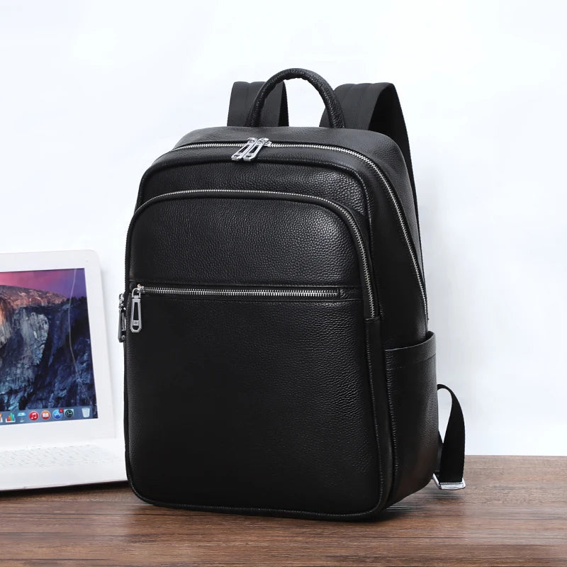 Sac à Dos Bureau en Cuir – Élégant & Chic | Domenique Noir / Cuir sac à dos ordinateur