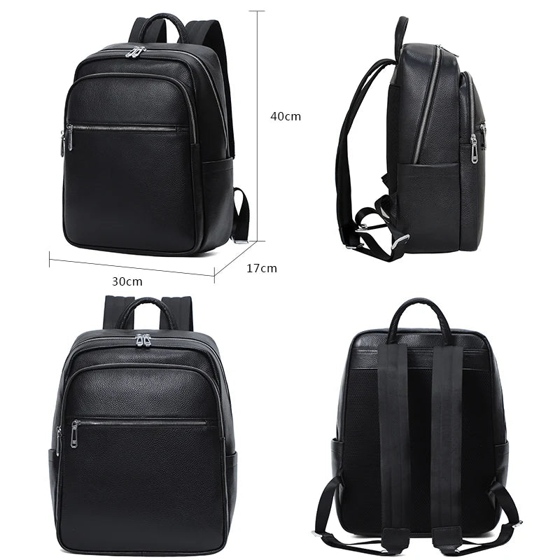 Sac à Dos Bureau en Cuir – Élégant & Chic | Domenique Noir / Cuir sac à dos ordinateur