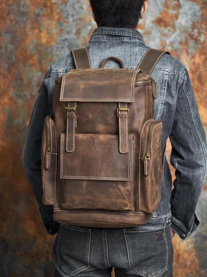 Sac à Dos Cuir Homme Sergio | La Casa du Cuir Café Foncé / Cuir / Homme sac à dos