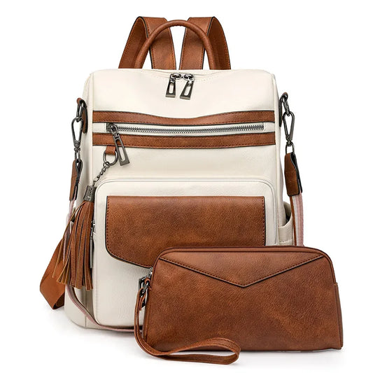 Sac à Dos Femme Amelia |  Tendance 2026 Beige + Camel