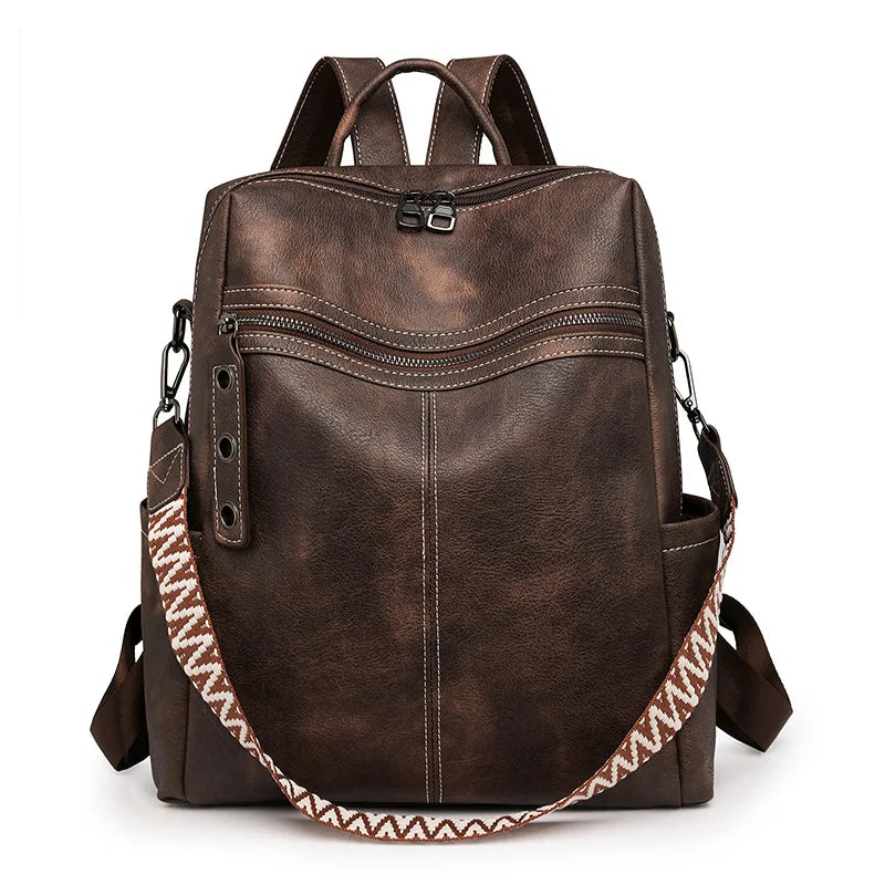Sac à Dos Femme Cuir Chic Léa | Sac Tendance 2026 Chic & Antivol Chocolat / Cuir Vegan
