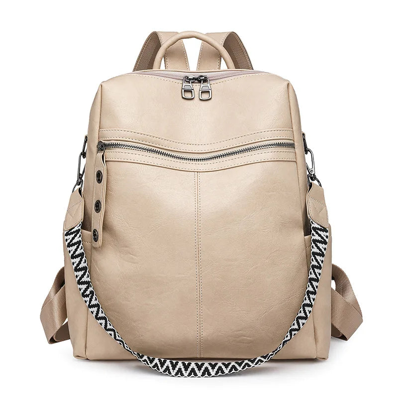 Sac à Dos Femme Cuir Chic Léa | Sac Tendance 2026 Chic & Antivol Creame / Cuir Vegan