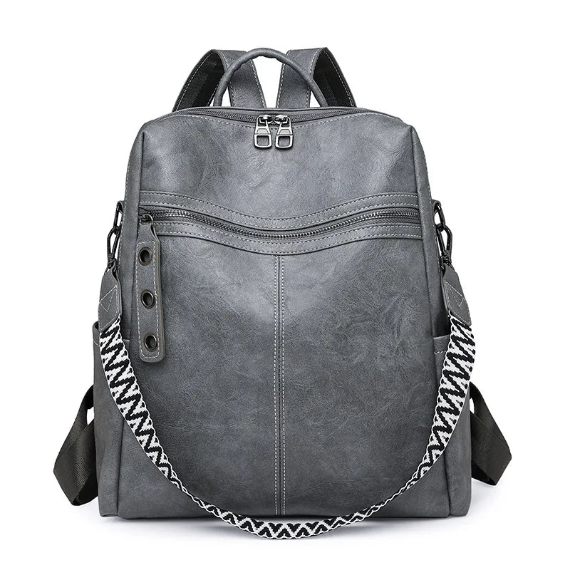 Sac à Dos Femme Cuir Chic Léa | Sac Tendance 2026 Chic & Antivol Gris / Cuir Vegan