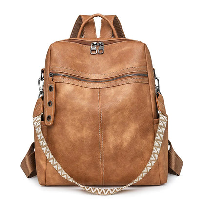 Sac à Dos Femme Cuir Chic Léa | Sac Tendance 2026 Chic & Antivol Khaki / Cuir Vegan
