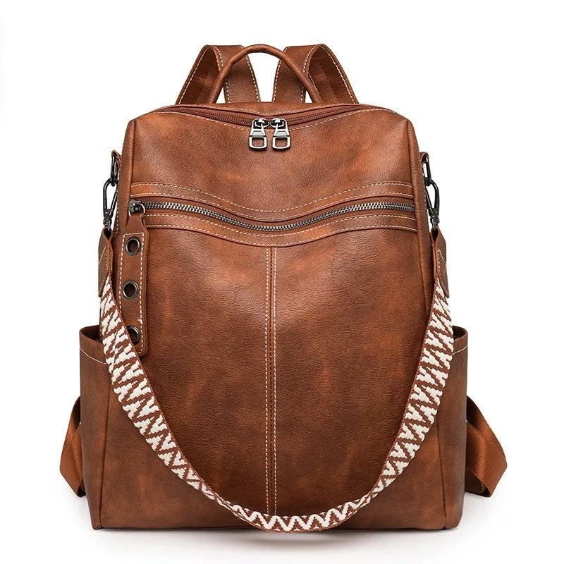 Sac à Dos Femme Cuir Chic Léa | Sac Tendance 2026 Chic & Antivol Marron / Cuir Vegan