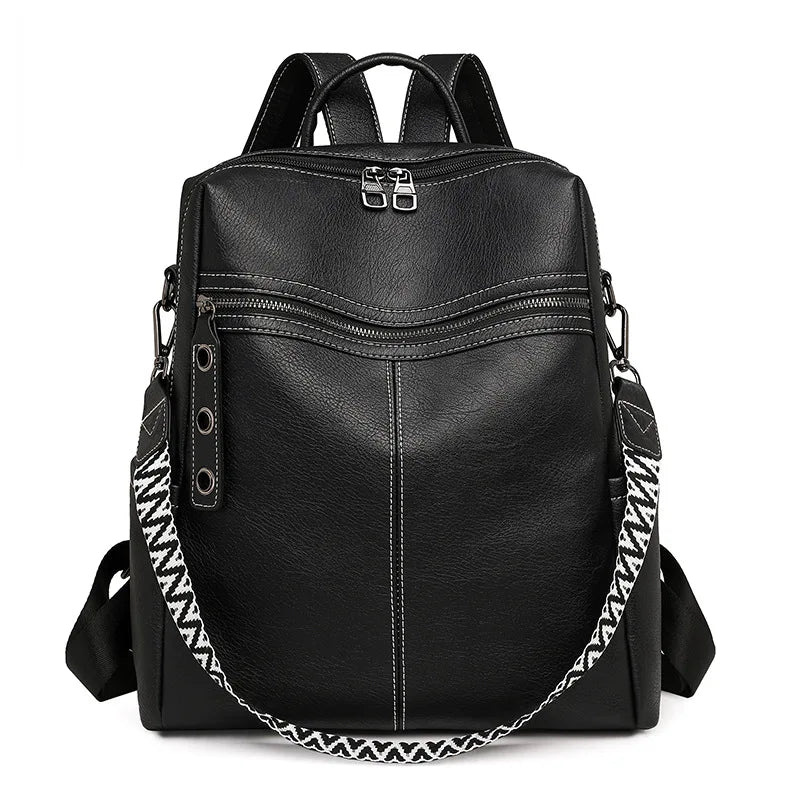 Sac à Dos Femme Cuir Chic Léa | Sac Tendance 2026 Chic & Antivol Noir / Cuir Vegan