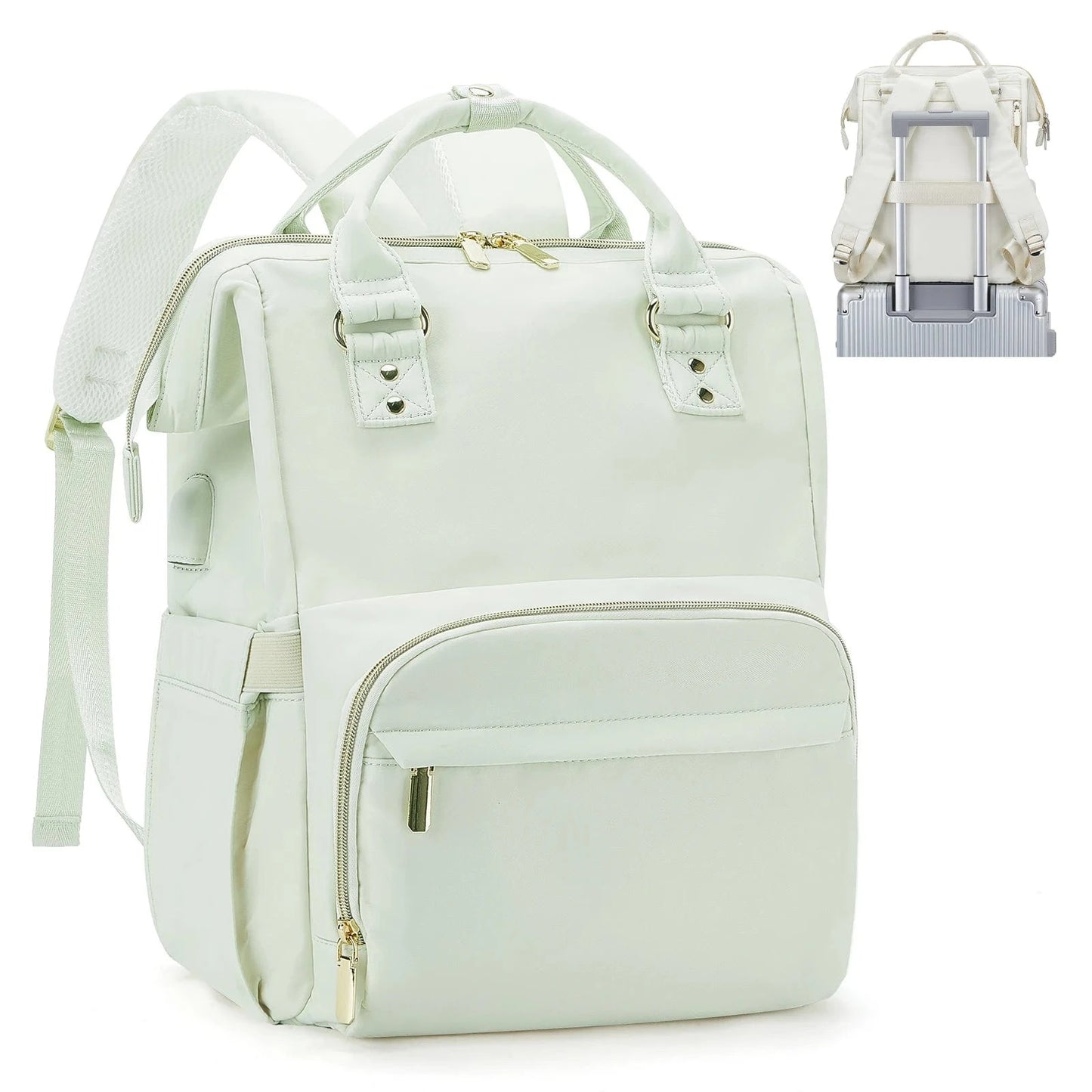 Sac a Dos Femme Voyage Carla | La Casa du Cuir Vert Clair / 29x41x15cm