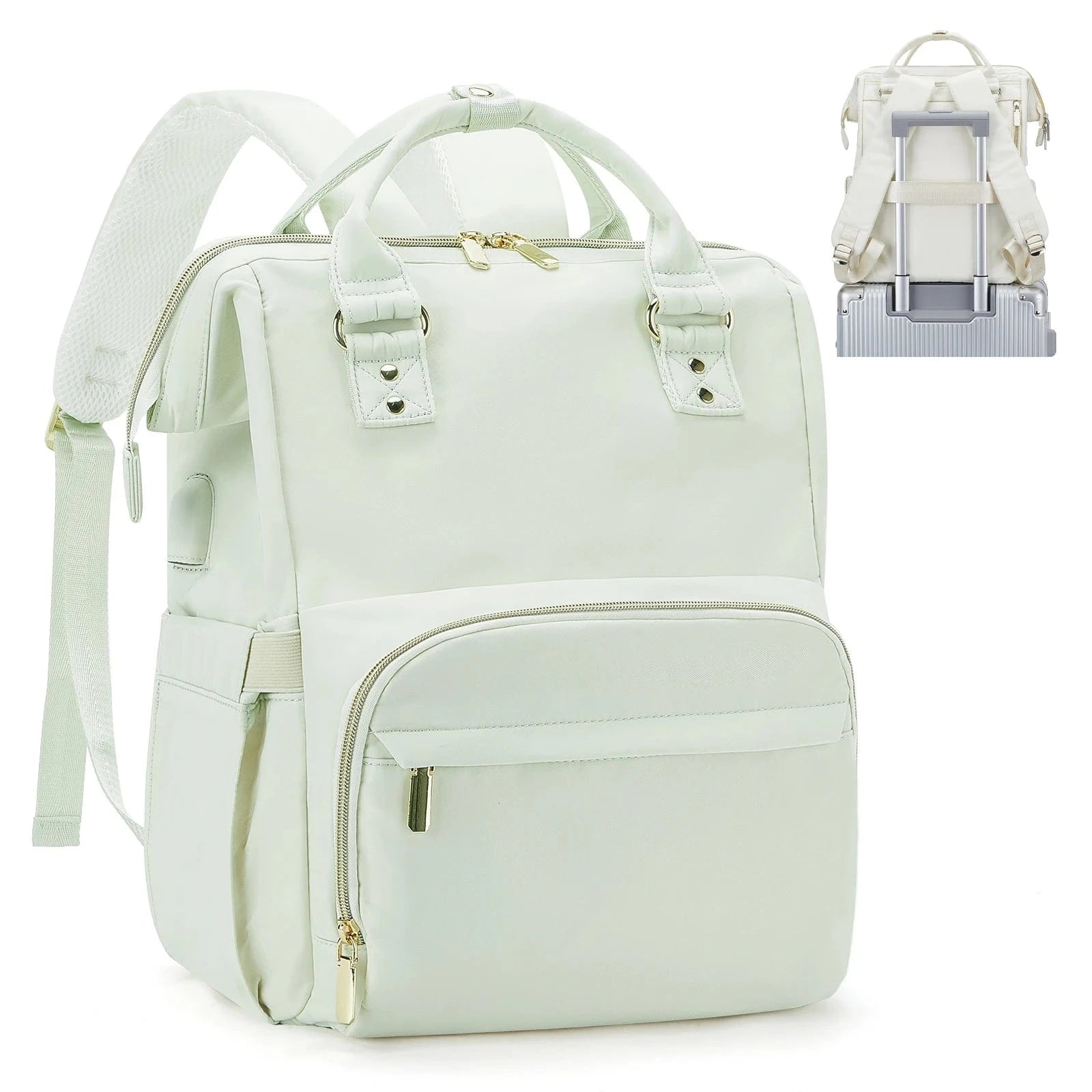Sac a Dos Femme Voyage Carla | La Casa du Cuir Vert Clair / 29x41x15cm