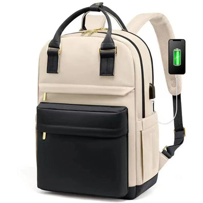 Sac à Dos Ordinateur Femme Brigitte | La Casa du Cuir Beige / 28x43x18cm