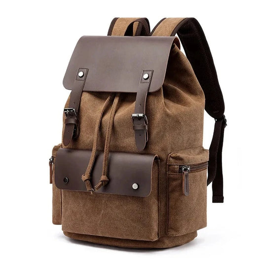 Sac a Dos Ordinateur Portable Chris | La Casa du Cuir Café / 33x45x18cm / Toile + Cuir PU