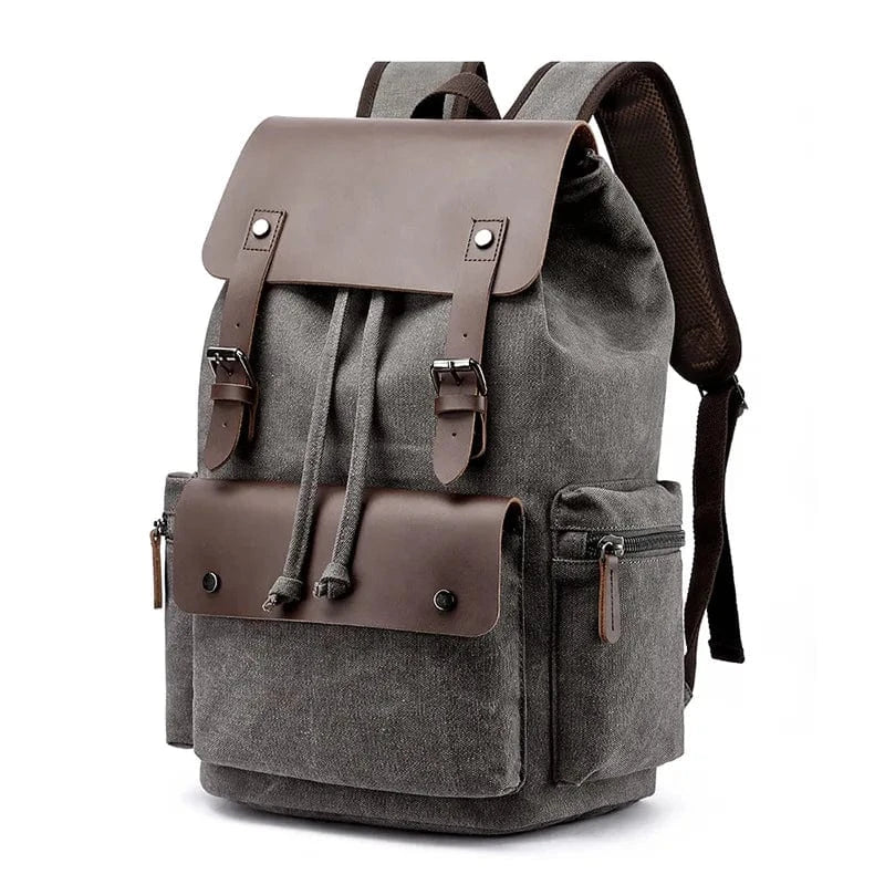 Sac a Dos Ordinateur Portable Chris | La Casa du Cuir Gris / 33x45x18cm / Toile + Cuir PU